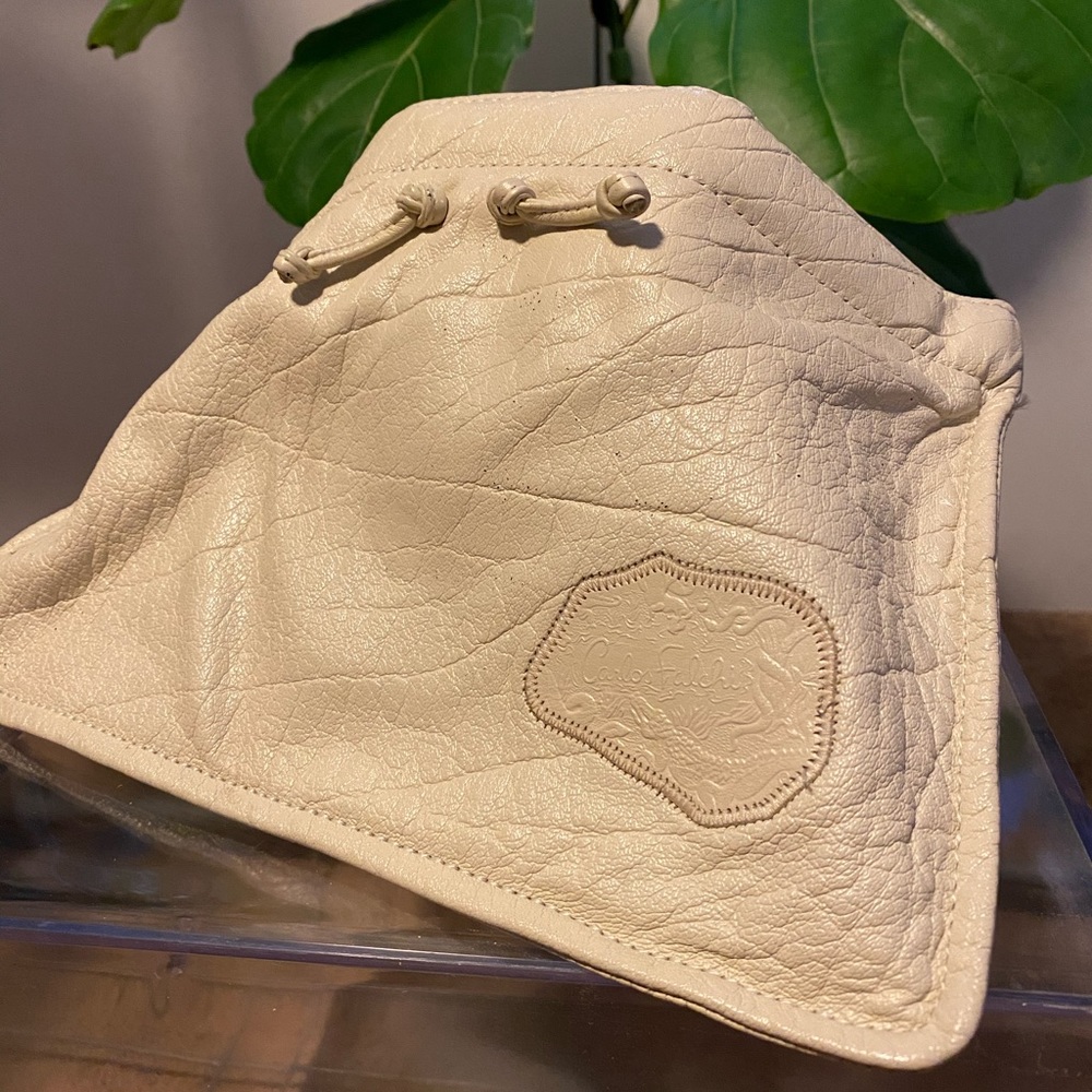 Carlos Falchi White Leather Clutch